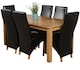 image 1 of Oslo 180 x 90 cm Large Oak Dining Table and 6 Lola Leather Chairs | Black | Black