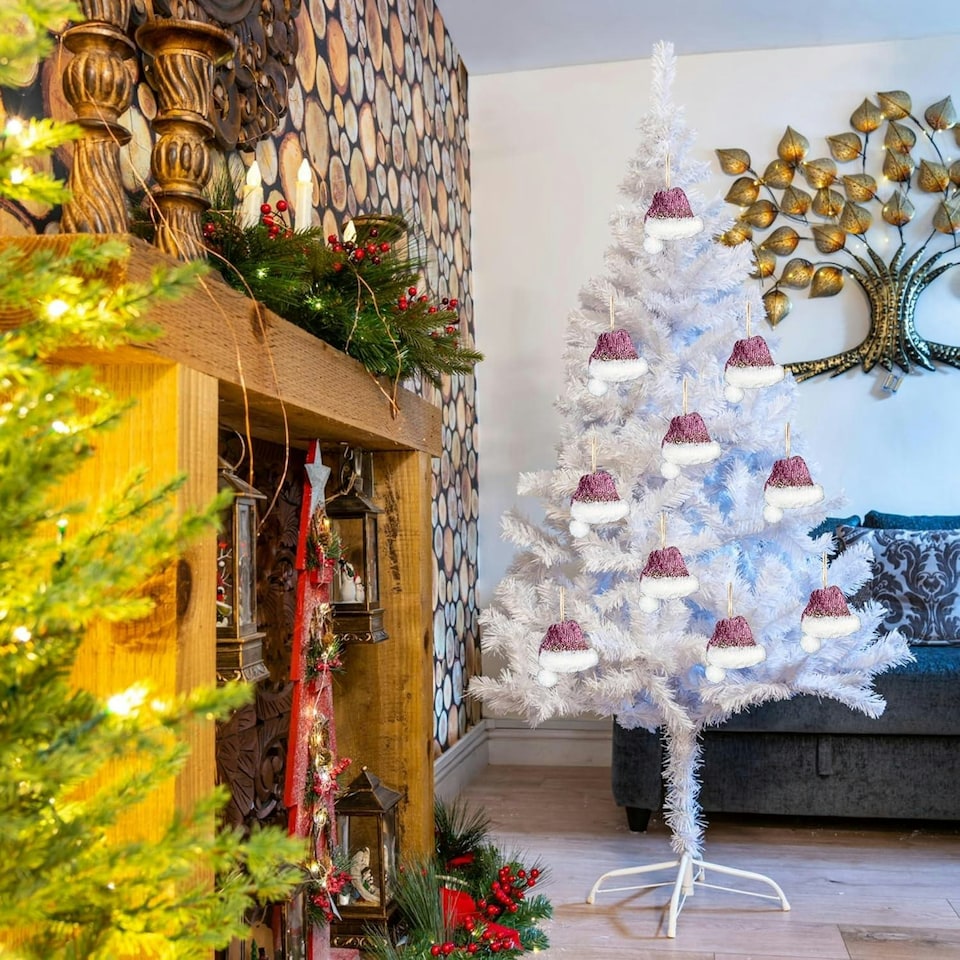 image 1 of Pink Santa Hat 13x12cm - Christmas Hanging Decoration