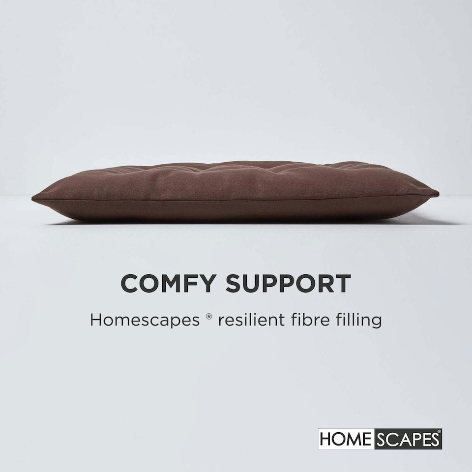 image 1 of Homescapes Seat Pad Luxury Cotton Indoor Outdoor Garden Dining Cushion | Brown | 40 x 40 cm | 1