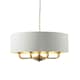 image 1 of Highclere Single Shade Pendant Ceiling Lamp, Antique Brass Plate, Vintage White Fabric