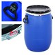 image 2 of 150L Blue Open Top UN Approved Blue Plastic Keg Barrel Drum With Lid & Latch Ring | Blue