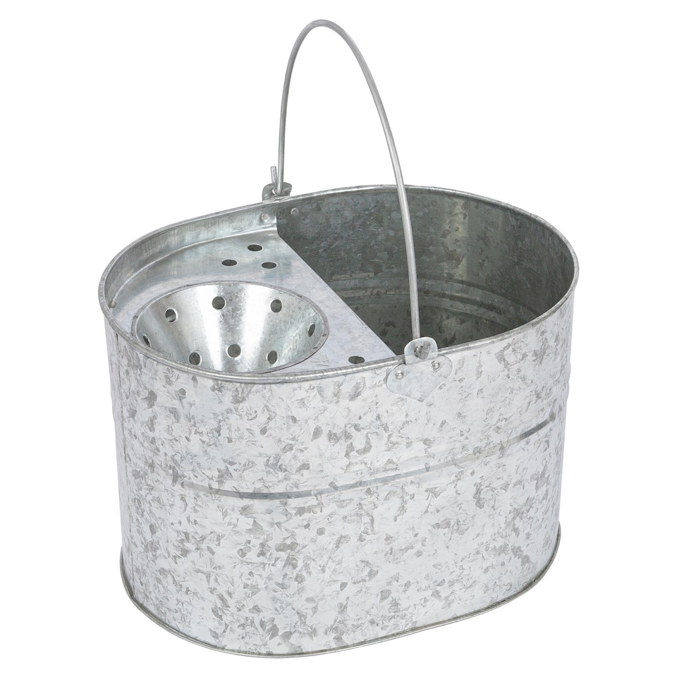 image 1 of Ashley Galvanised Steel Mop Bucket with Wringer - Silver
