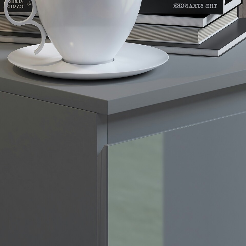 image 1 of FWStyle Stora 2 Drawer Bedside Cabinet - Grey Gloss Front