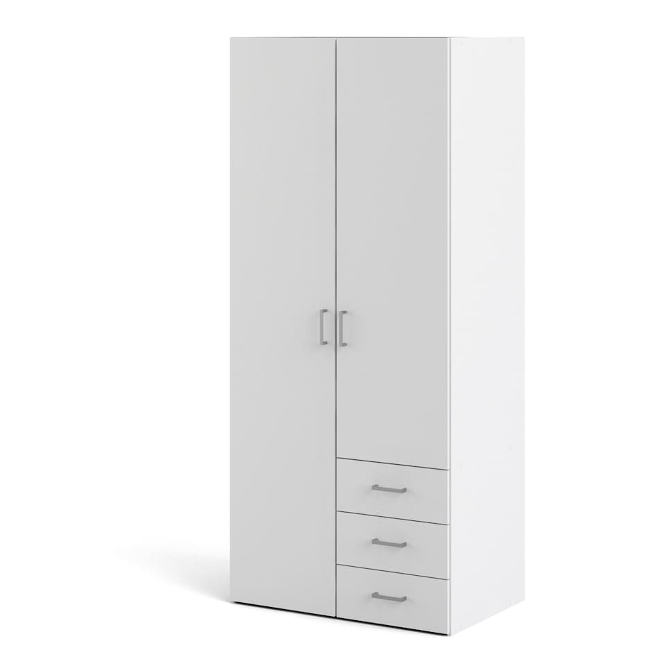 image 1 of Space Wardrobe 2 Doors 3 Drawers White 1750