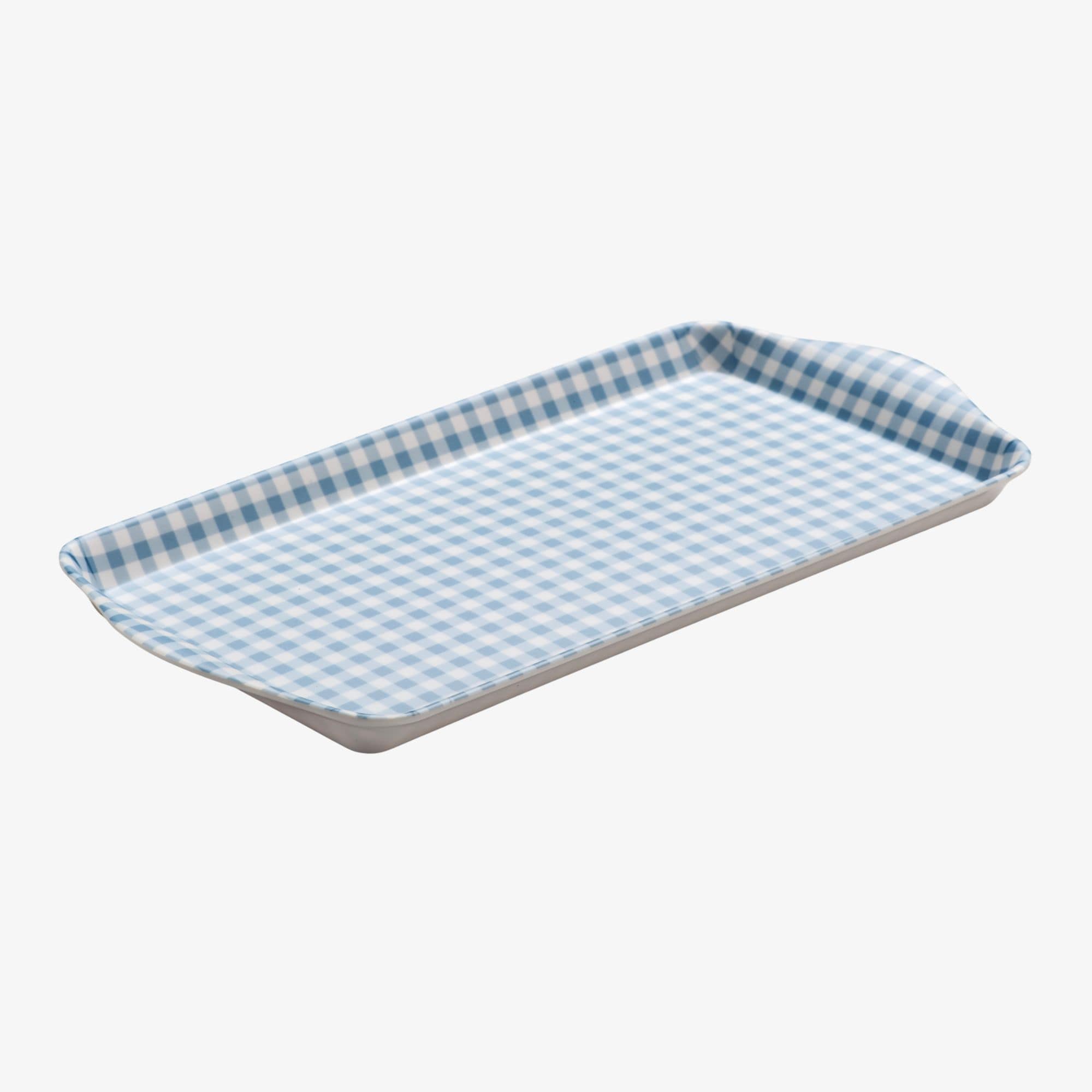Zeal Melamine Sandwich Serving Tray, Gingham Pattern, 25 x 13cm, Provence Blue