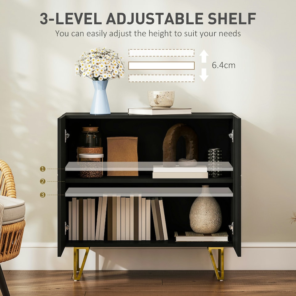 image 1 of HOMCOM Storage Cabinet, Sideboard with Adjustable Shelf | Black