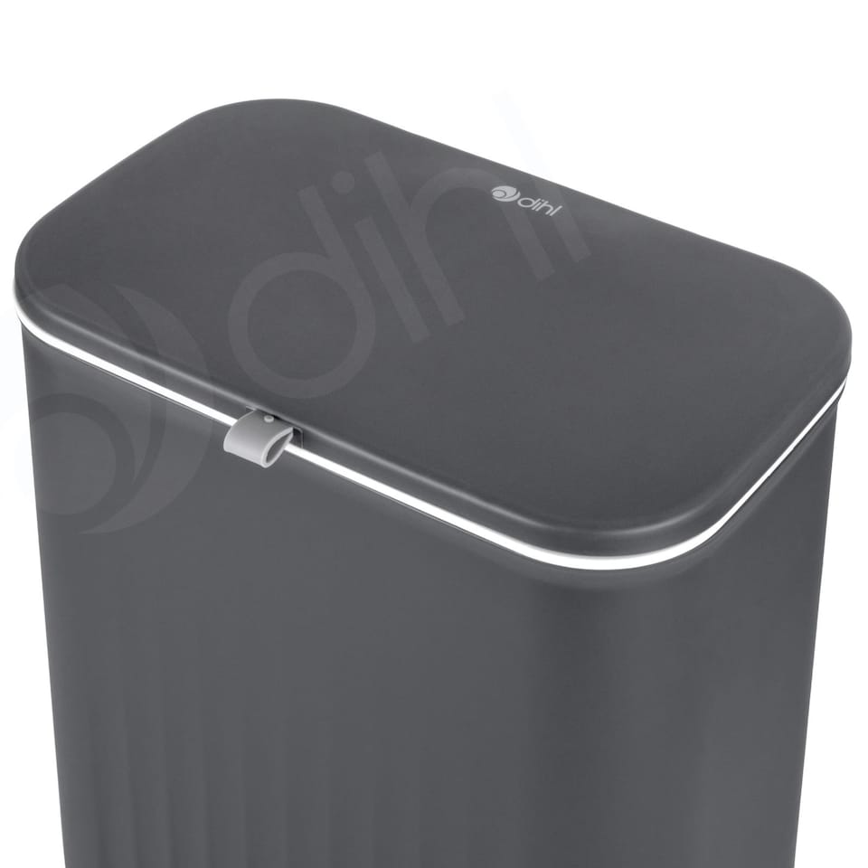 image 1 of Dihl Anthracite 9L Hanging Trash Bin with Lid Grey