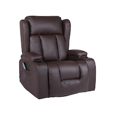 SoHo 10 in 1 Recliner Armchair With Swivel, Tilt Heated and Massage Functionality Brown | Brown | One Size