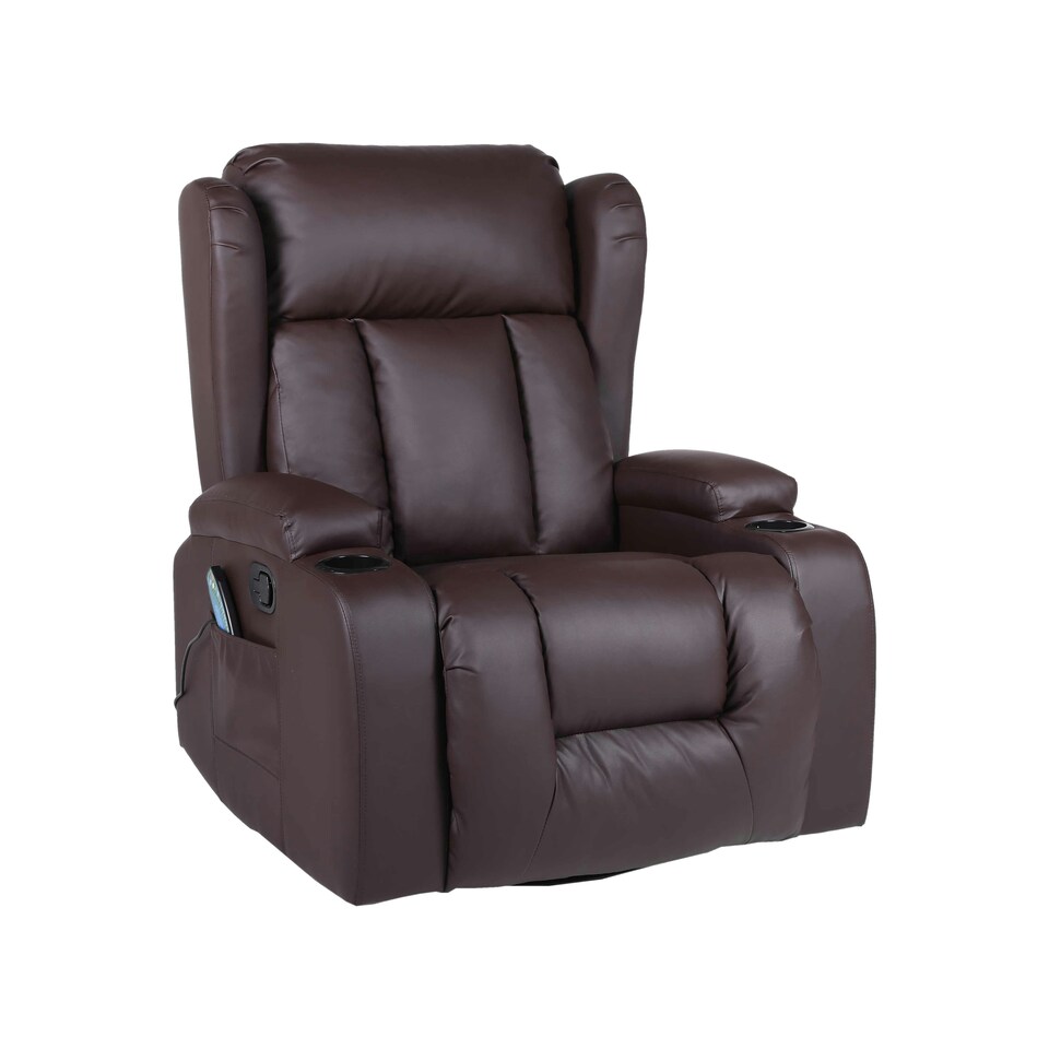 image 1 of SoHo 10 in 1 Recliner Armchair With Swivel, Tilt Heated and Massage Functionality Brown | Brown | One Size