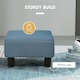 image 4 of HOMCOM Chic Linen Fabric Footstool Ottoman Cube with 4 Plastic Legs Blue