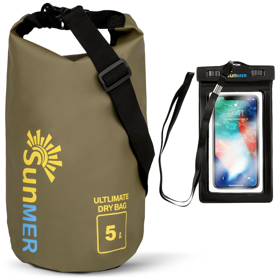image 1 of SUNMER Waterproof Dry Bag with IPX8 Phone Case - Roll-Top, Adjustable Strap, 5L/10L/20L/30L