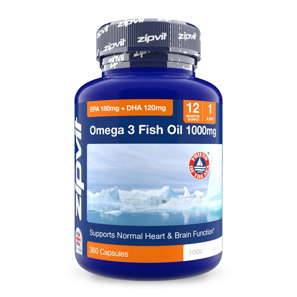 image 1 of Omega 3 Fish Oil 1000mg, 360 Softgels, 12-Month Supply, EPA 180mg & DHA 120mg, Supports Heart, Brain & Eye Health