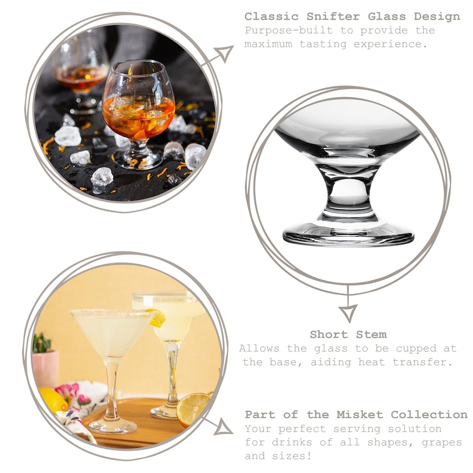 image 1 of LAV Misket Brandy Snifter Glasses - 390ml - Clear - Pack of 12