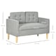image 3 of HOMCOM Modern 2 Seater Sofa with Hidden Storage, 117cm Tufted Cotton Couch with Wood Legs, Compact Loveseat for Living Room, Kitchen, Light Grey
