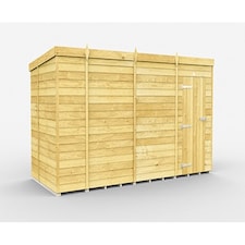 13 x 6 Feet Pent Shed - Single Door Without Windows - Wood - L178 x W387 x H201 cm Brown