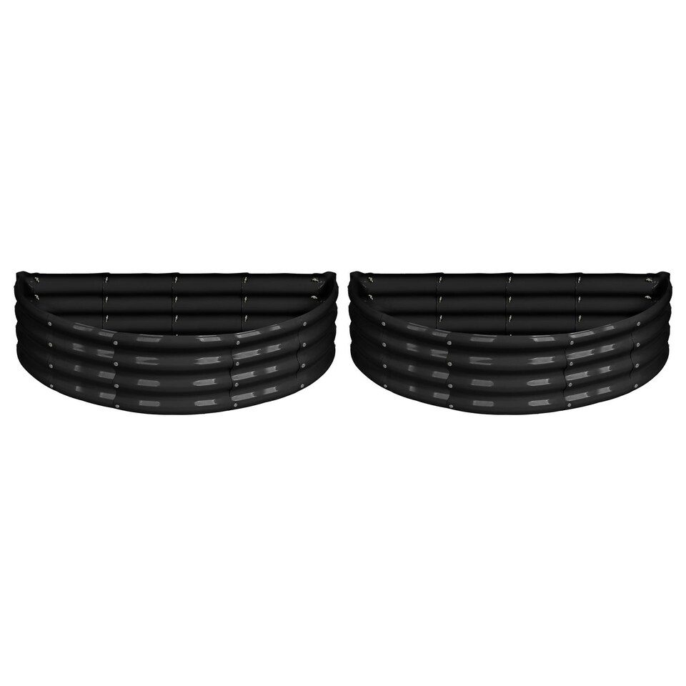 image 1 of Harbour Housewares Semicircular Steel Raised Beds - 120cm x 60cm - Anthracite - 2pc