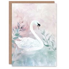 Animal Bird Pastel Swan Colour Soft Elegant Her Birthday Card