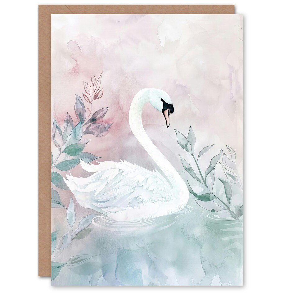 image 1 of Animal Bird Pastel Swan Colour Soft Elegant Her Birthday Card