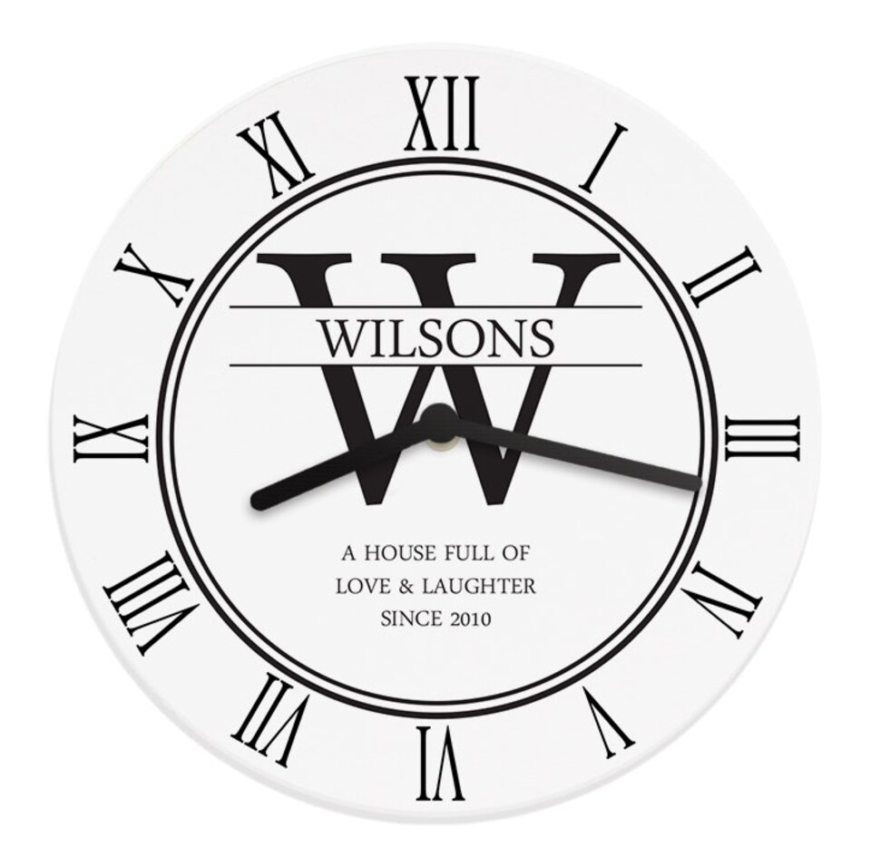 image 1 of Personalised Family Name & Initial Wooden Clock
