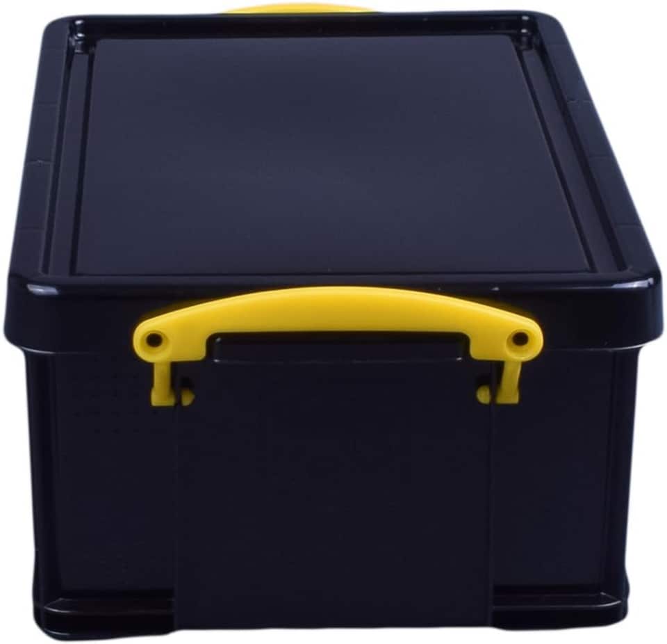 image 1 of Really Useful Plastic Storage Box 9 Litre Black Yellow Handel Pack of 2