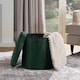 image 2 of OHS Matte Velvet Soft Round Foldable Footstool Seat Storage Organiser Ottoman | Green | Forest Green