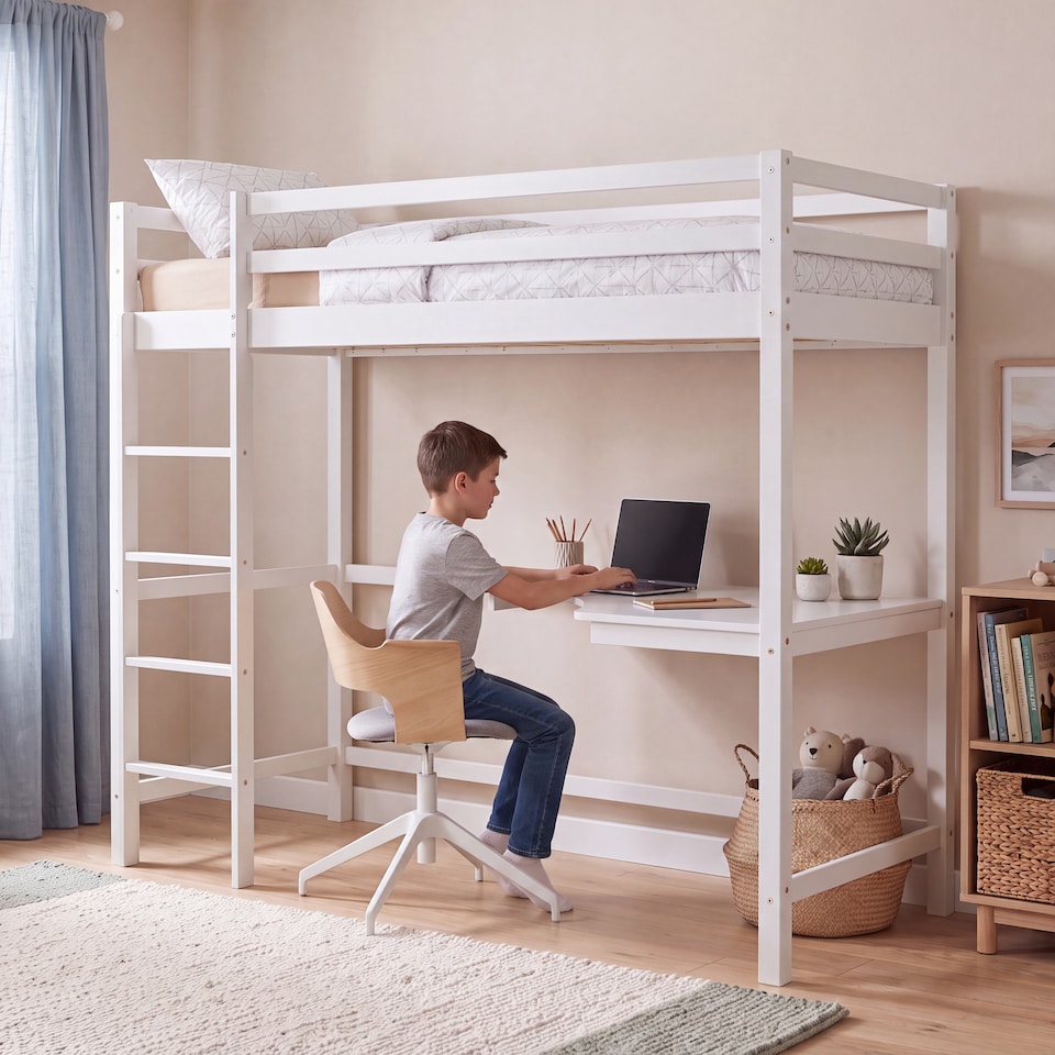 image 1 of Vida Designs Sydney Kids Bunk Bed With Desk - Suitable for 3ft Single Mattress - White