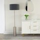 image 2 of ValueLights Lexy Charcoal Fabric Drum Shade with Brushed Chrome Dimmable Floor Lamp with LED Bulb Grey