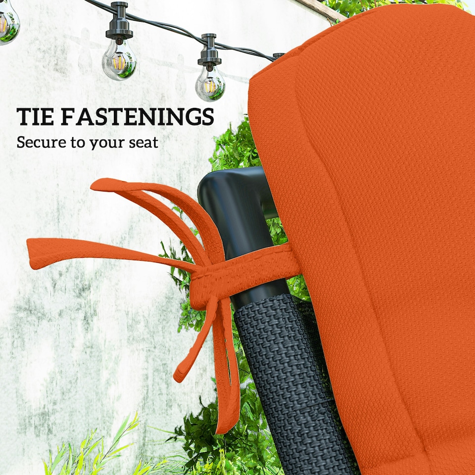 image 1 of Outsunny 2pc Outdoor Seat Cushion with Backrest, Ties, for Garden, Orange Orange | Orange