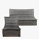 image 3 of Kota Velvet XL Bean Bag Sofa & Lounger Set Grey Bean Bag Chair | Grey | Grey | L | 1