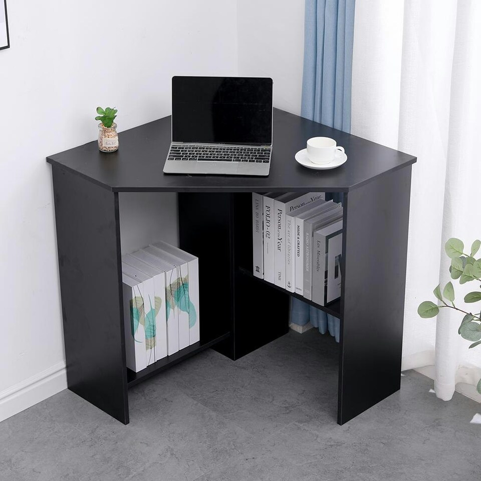image 1 of Computer Desk PC Laptop Table Corner Home Office Study Gaming Black