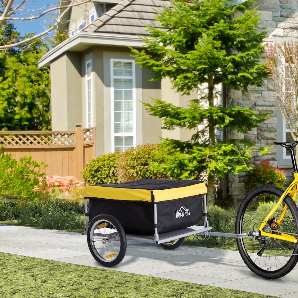 image 1 of New Bicycle Bike Cargo Wagon Trailer Cart Carrier Shopping Yellow and Black