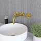 image 4 of Connect Wall Mount 3 TH Basin Mixer Tap, Curved Spout - Brushed Brass | Copper | Brushed Brass | 1