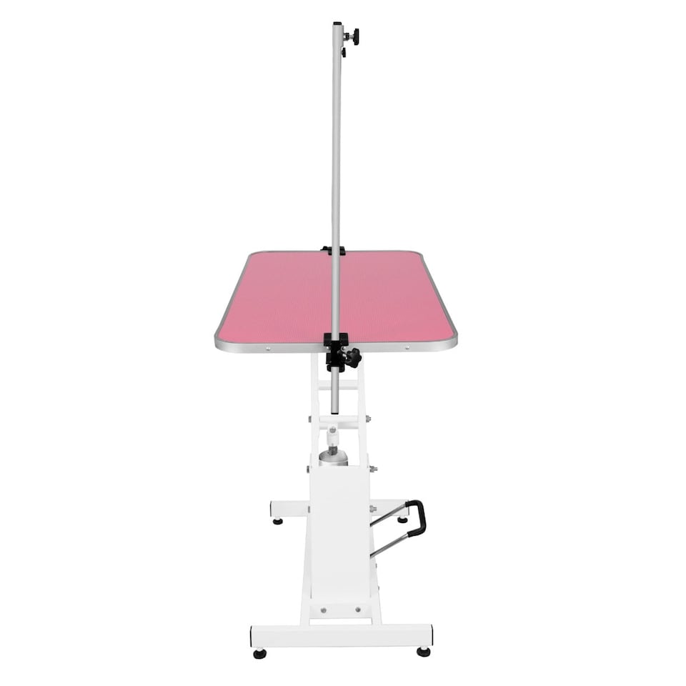 image 1 of White Hydraulic Grooming Table - Pink Table Top