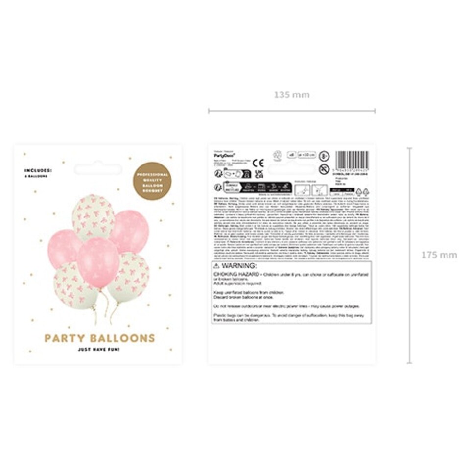 image 1 of Pink & Cream Bows Latex Balloons 30cm / 12 in - Pack of 6 | Pink