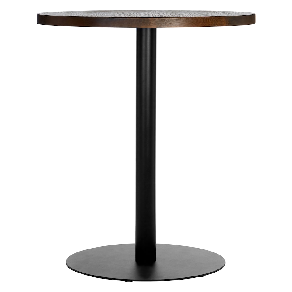 image 1 of Interiors by Premier Elegant Walnut Veneer Finished Table With Frost Black Leg, Stylish Round Design Garden Table, Solid Table