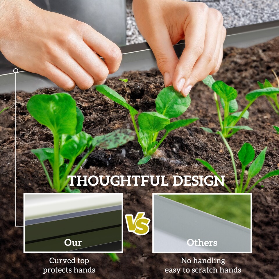 image 1 of Outsunny Raised Garden Bed Elevated Planter Box for Flowers Grey