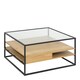 image 1 of Randolf Square Coffee Table with 2 Shelves in Black and Oak