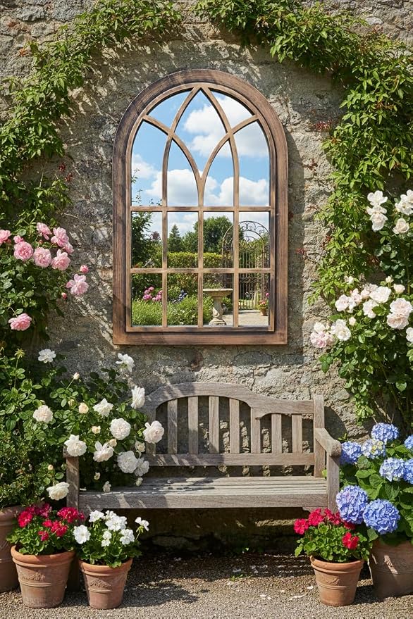 DEENZ Arched Window Style Soho Mirror Gothic Design Black Gold Plastic ...