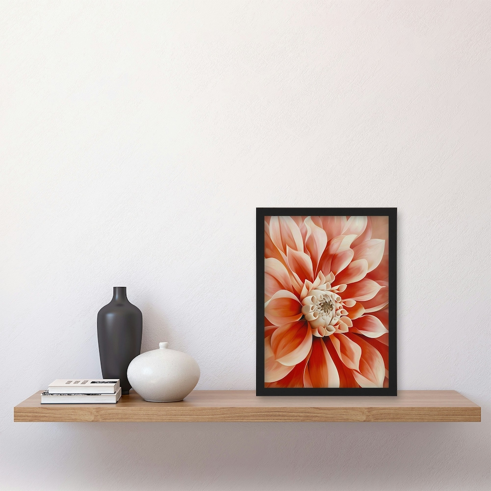 image 1 of Pink Dahlia Flower Close Up Petals Living Room Black Framed Wall Art Print A4