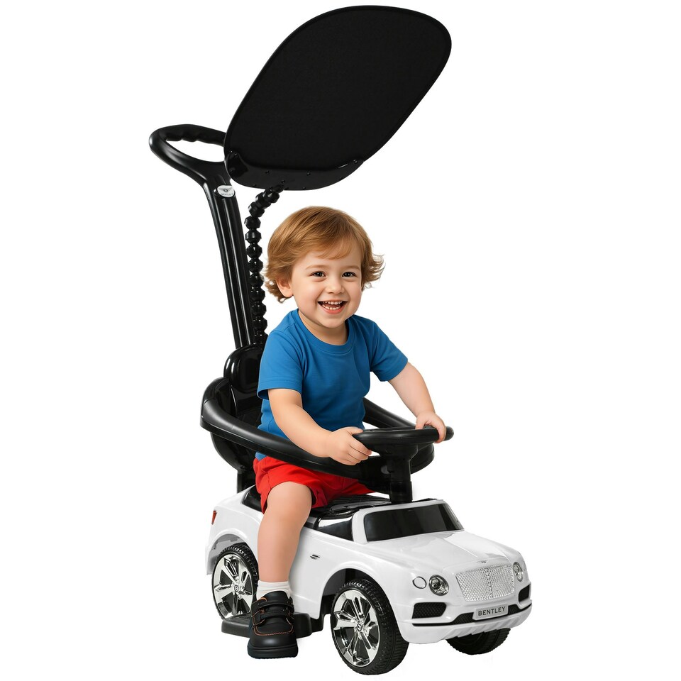 image 1 of AIYAPLAY Bentley Bentayga Licensed Baby Push Car w/ Under Seat Storage - White