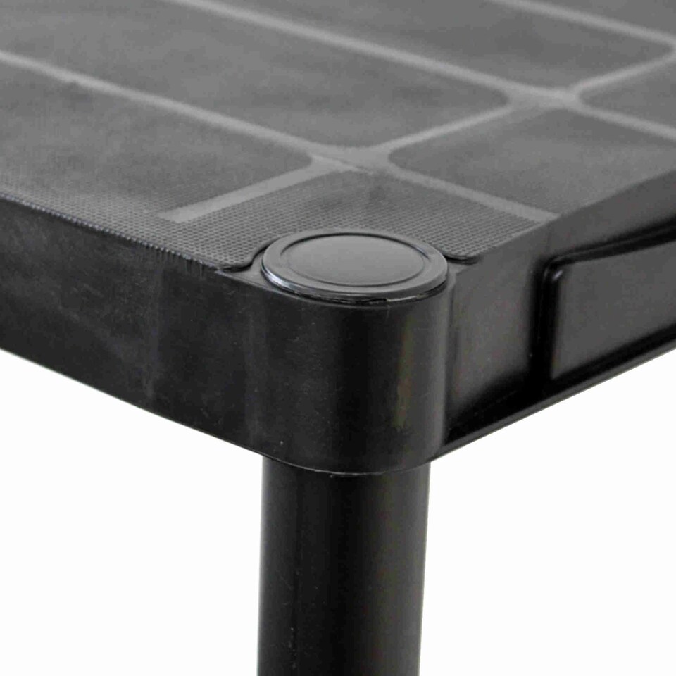 image 1 of 2x Oypla 4 Tier Black Plastic Heavy Duty Shelving Racking Storage Unit