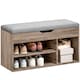 image 1 of HOMCOM Shoes Cabinet Bench Hidden Storage Padded Seat Organiser Footwear Rack Hallway Grey Wood Grain