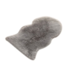 Living and Home Irregular Shaped Super Soft Shaggy Area Rug, Grey, 90x60cm