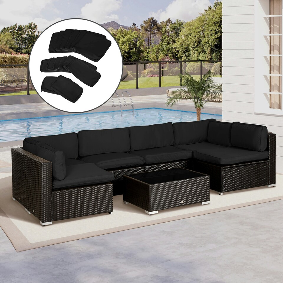 image 1 of Outsunny Garden Rattan Sofa Set Polyester Cover Replacement No Cushion