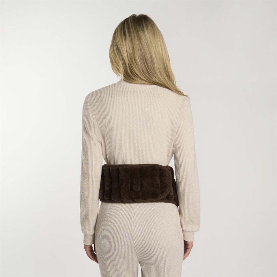 image 1 of OHS Ribbed Fleece Hot Water Bottle Belt Adjustable Heating Wrap | Brown