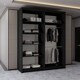 image 3 of Sliding Wardrobes 4U Modern Panelled Mirror Sliding Wardrobe – 120cm to 203cm, White, Black, Grey, Oak | Black | Black 180cm