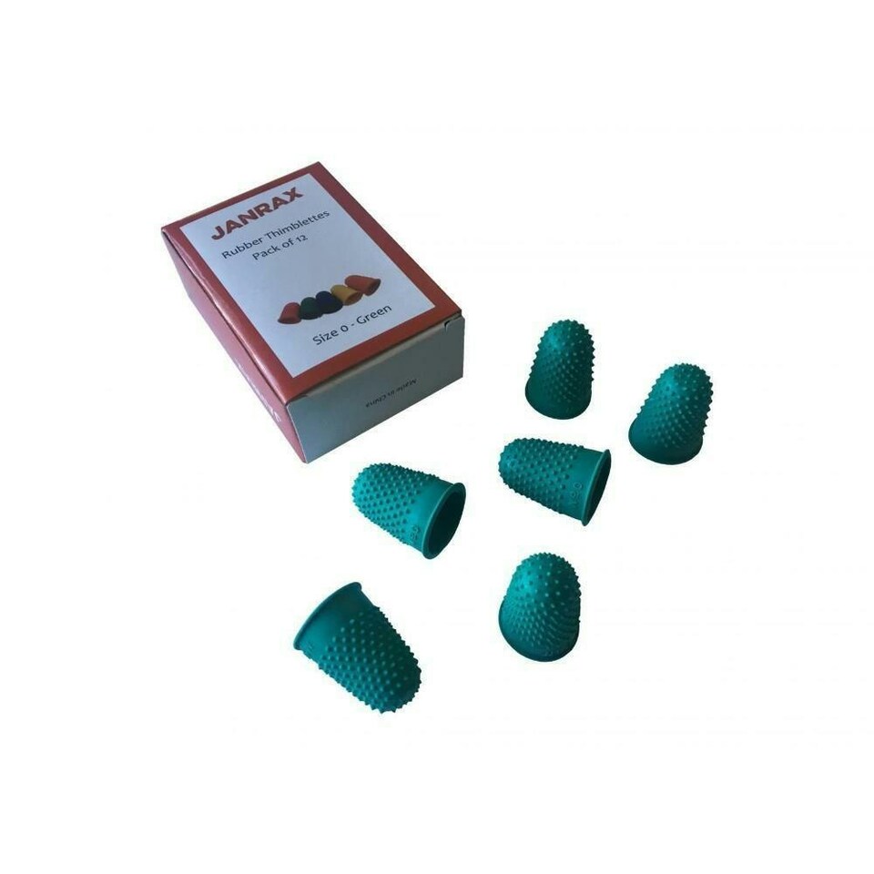 image 1 of Pack of 72 Green No.0 Rubber Thimblettes - Small Thimble Finger Cones