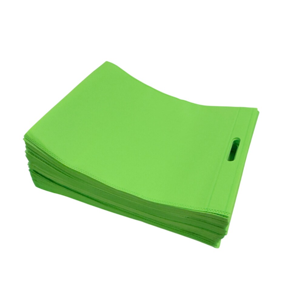 image 1 of Pack of 25 Light Green Coloured 35x25cm Non-Woven Patch Handle Bags | Green