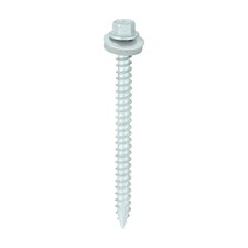 Timco - Metal Construction Thin Sheet Metal to Timber Screws - Hex - EPDM Washer - Slash Point - Exterior - Silver Organic (Size 6.3 x 80 - 100 Pieces)