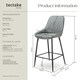 image 6 of Bar Stool Siera with backrest, padding and soft fabric - Set of 4 Grey | Woven Fabric Grey/Black
